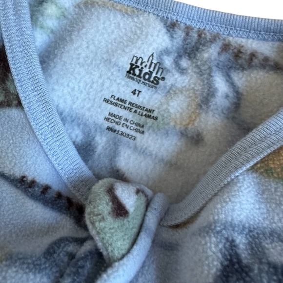 4T Toddler Boys Footed Pajama Set 2PC Cotton Fleece Full Zip Sharks Dinosaurs - Picture 4 of 5